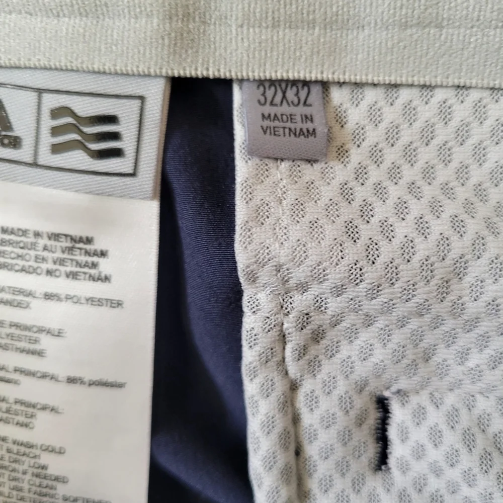Adidas Navy Polyester Spandex Blend Elastic Waistband Slim-Fit Golf Pants 32/32